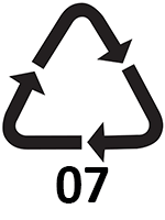 Recycling Symbol 07 unterhalb des Dreiecks auf den Tritanflaschen